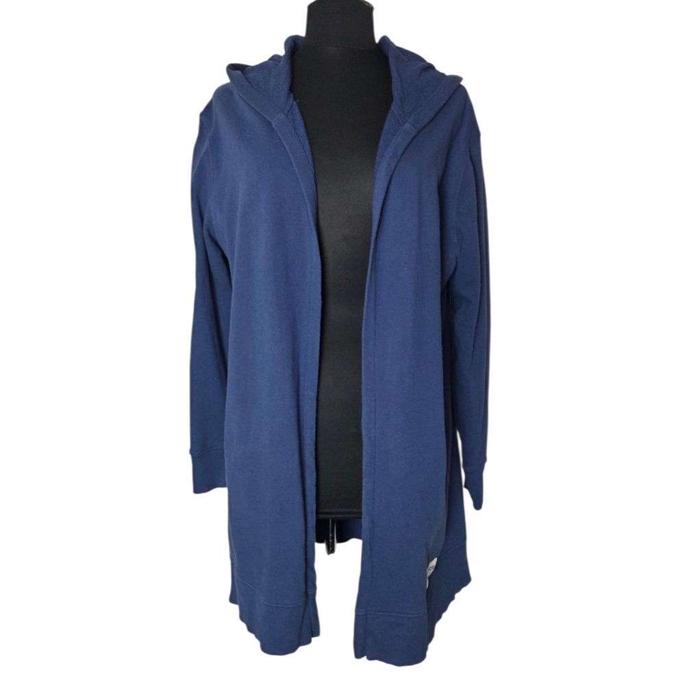 Life Is Good 'Spread Good Vibes' Blue Open Hooded Cardigan Sweatshirt Size L‎